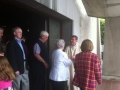 Parishioners congratulate Fr. Brendan